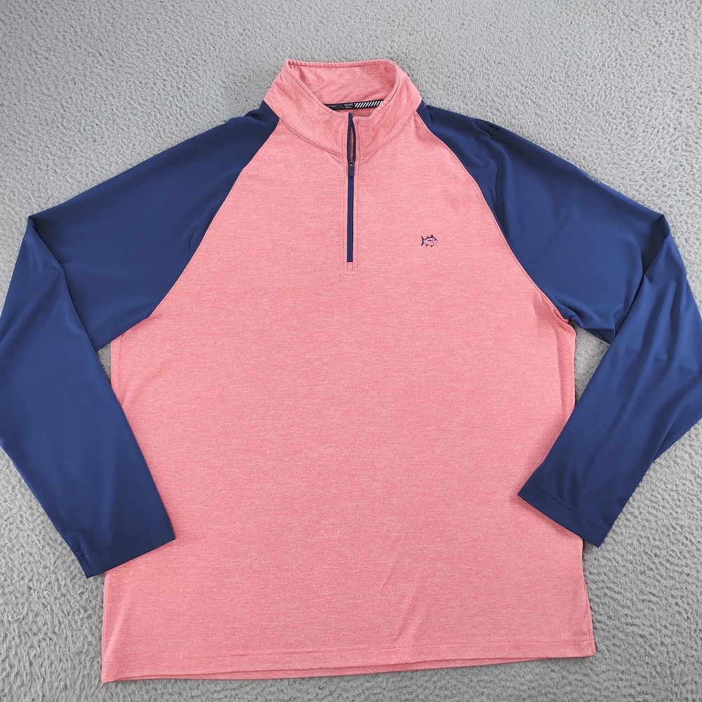 Southern Tide Pullover Mens XL Pink Navy Golf 1/4 Zip Top Knoxville Open